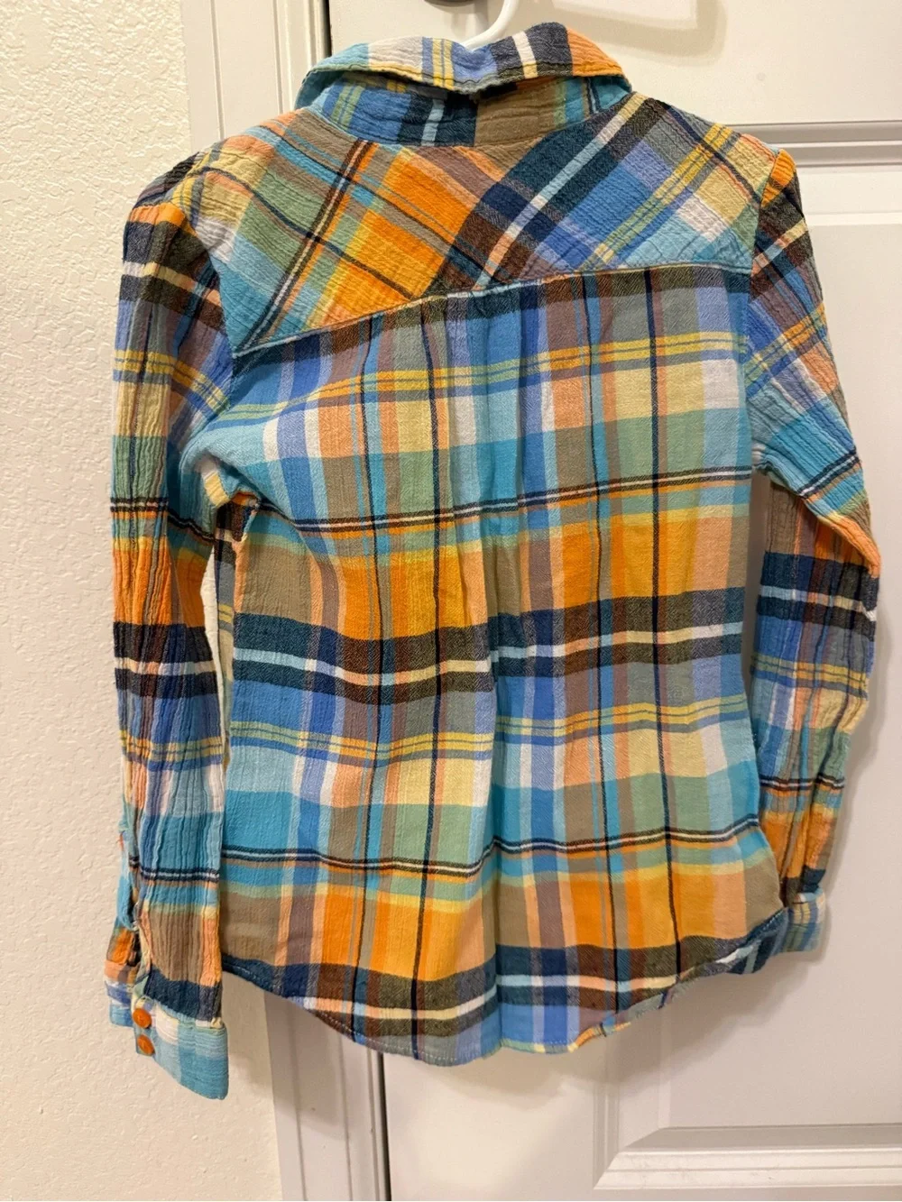Gymboree Orange, Blue & Teal Plaid Button-Down Shirt